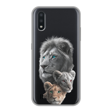Силиконовый чехол на Samsung Galaxy A01 с принтом Львы Силиконовый чехол на Samsung Galaxy A01 с принтом Львы