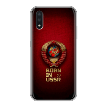 Силиконовый чехол на Samsung Galaxy A01 с принтом Флаг Герб СССР Силиконовый чехол на Samsung Galaxy A01 с принтом Флаг Герб СССР