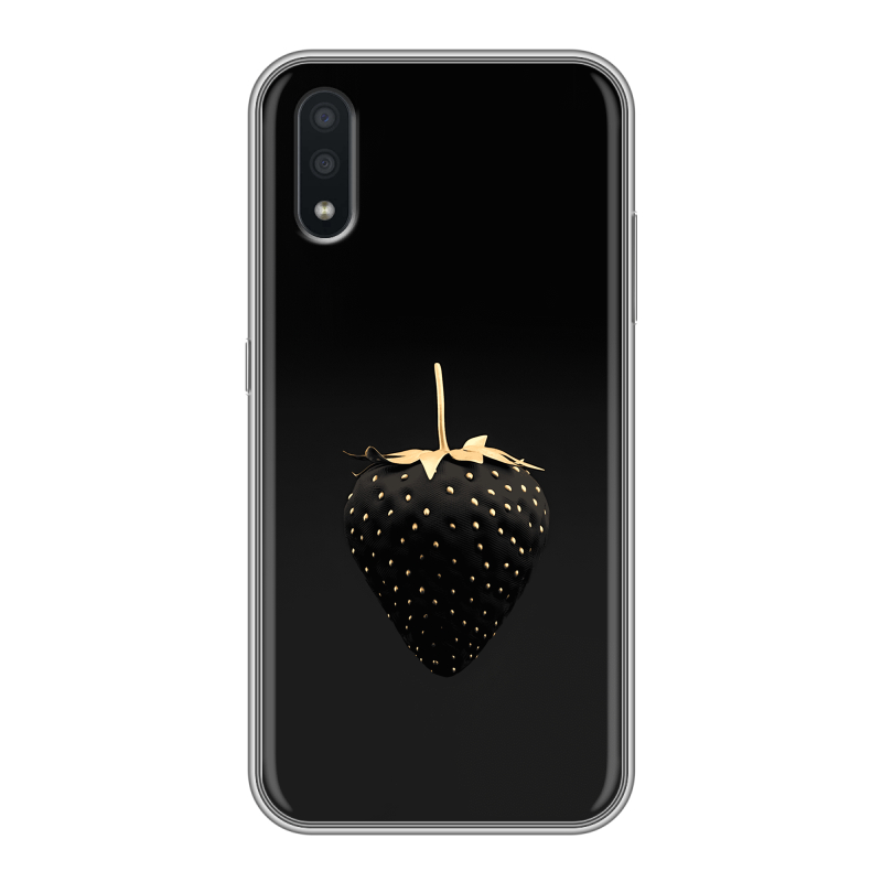 Силиконовый чехол на Samsung Galaxy A01 с принтом Черная клубника Силиконовый чехол на Samsung Galaxy A01 с принтом Черная клубника