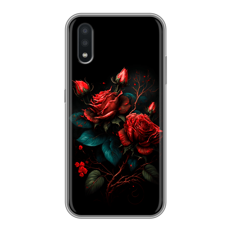 Силиконовый чехол на Samsung Galaxy A01 с принтом Розы красные Силиконовый чехол на Samsung Galaxy A01 с принтом Розы красные