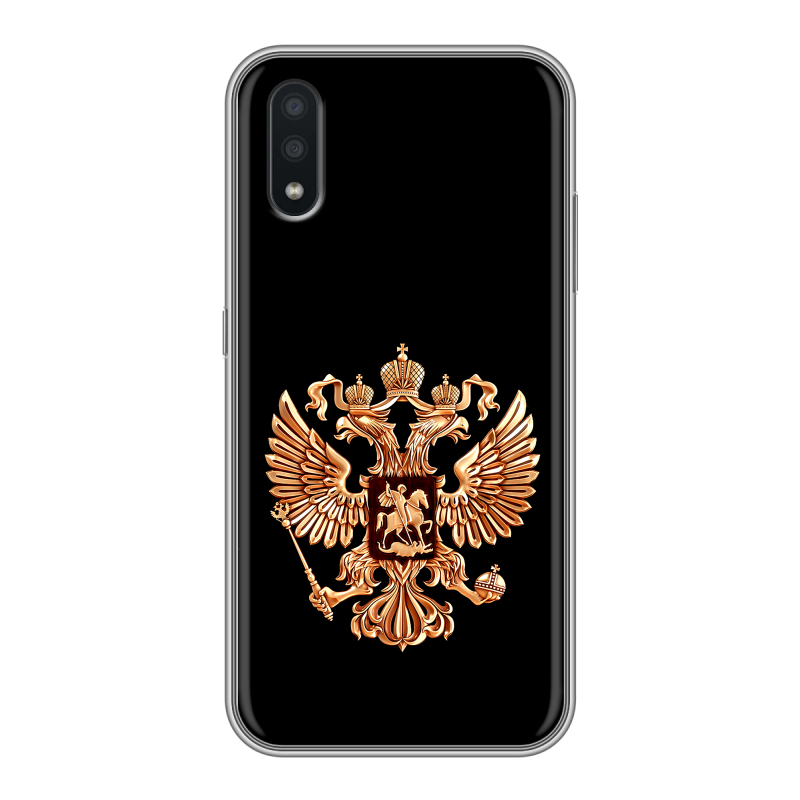 Силиконовый чехол на Samsung Galaxy A01 с принтом Герб России золотой Силиконовый чехол на Samsung Galaxy A01 с принтом Герб России золотой