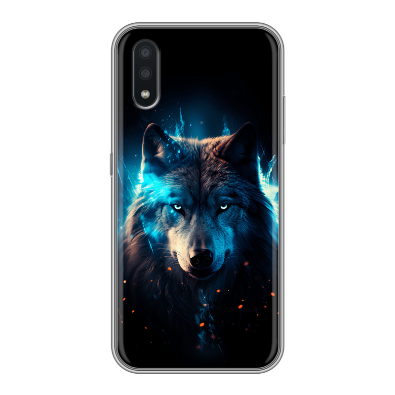 Силиконовый чехол на Samsung Galaxy A01 с принтом Волк ночной Силиконовый чехол на Samsung Galaxy A01 с принтом Волк ночной