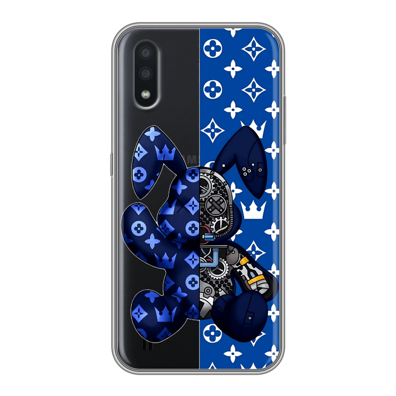 Силиконовый противоударный чехол на Samsung Galaxy A01 с принтом Луи робот Силиконовый противоударный чехол на Samsung Galaxy A01 с принтом Луи робот