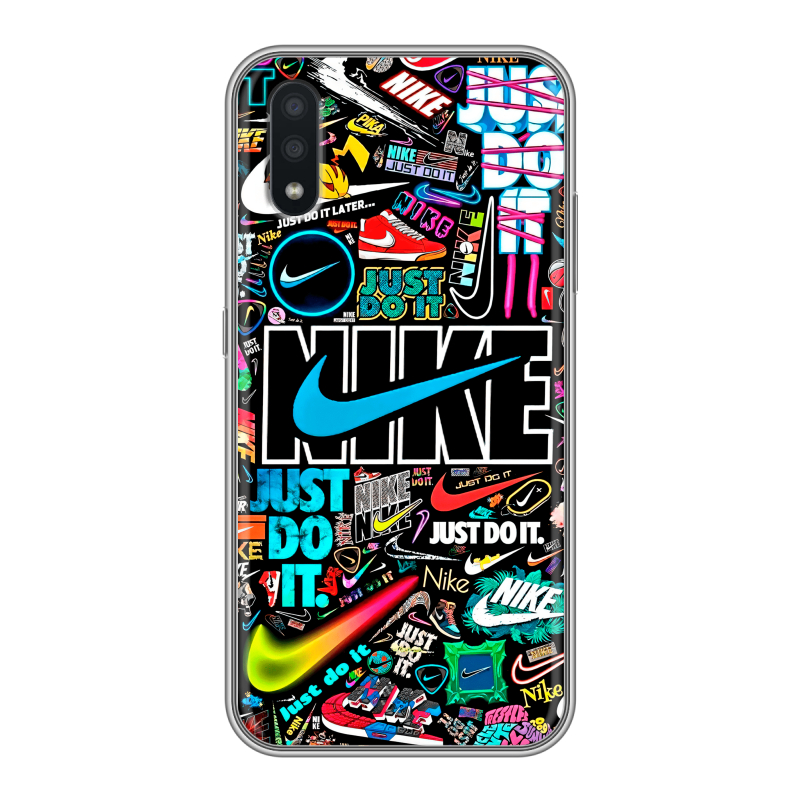 Силиконовый чехол на Samsung Galaxy A01 с принтом найк nike черный Силиконовый чехол на Samsung Galaxy A01 с принтом найк nike черный