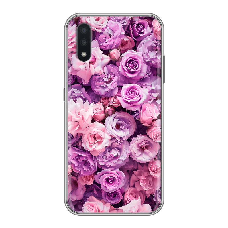 Силиконовый противоударный чехол на Samsung Galaxy A01 с принтом лавандовые розы Силиконовый противоударный чехол на Samsung Galaxy A01 с принтом лавандовые розы