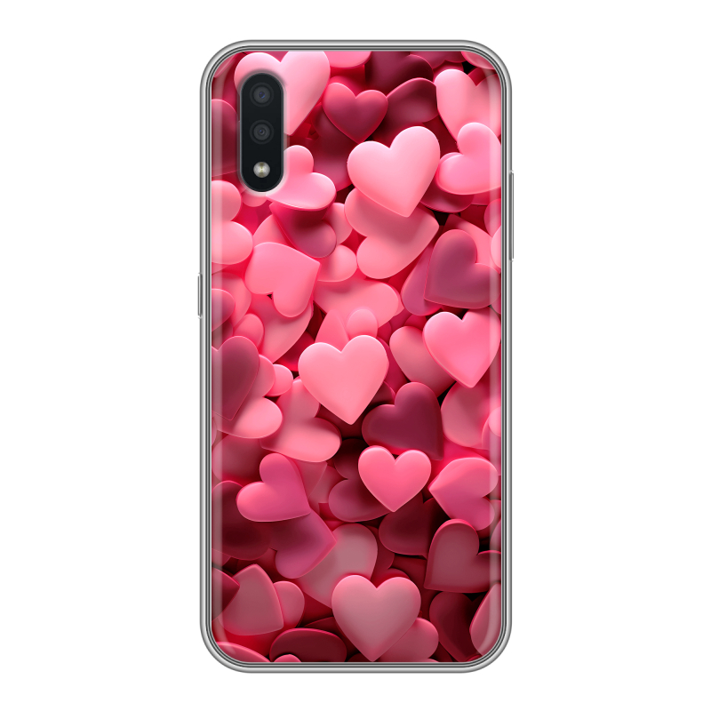 Силиконовый чехол на Samsung Galaxy A01 с принтом розовые сердечки Силиконовый чехол на Samsung Galaxy A01 с принтом розовые сердечки