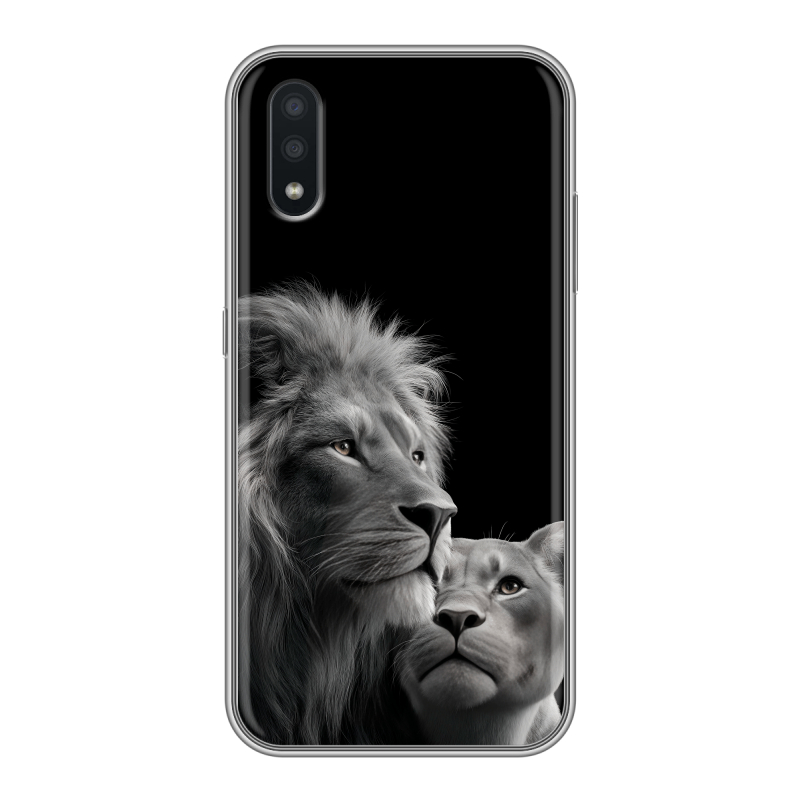 Силиконовый чехол на Samsung Galaxy A01 с принтом Лев кошки Силиконовый чехол на Samsung Galaxy A01 с принтом Лев кошки
