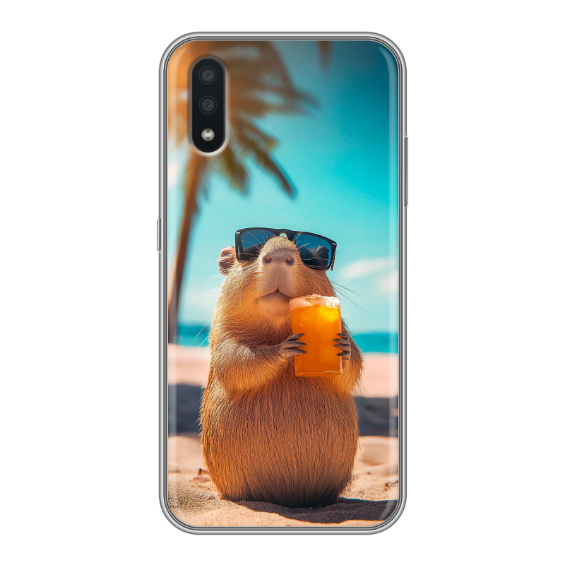 Силиконовый чехол на Samsung Galaxy A01 с принтом Капибара Силиконовый чехол на Samsung Galaxy A01 с принтом Капибара