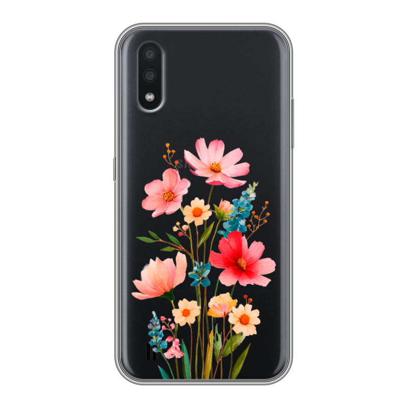 Силиконовый чехол на Samsung Galaxy A01 с принтом Цветы Силиконовый чехол на Samsung Galaxy A01 с принтом Цветы