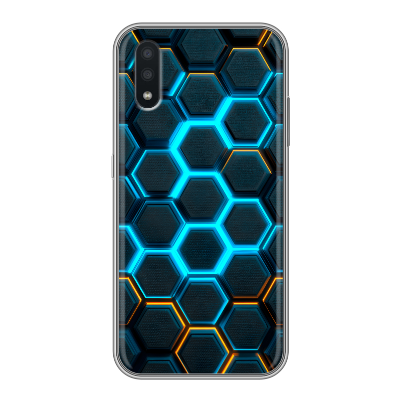 Силиконовый противоударный чехол на Samsung Galaxy A01 с принтом Неоновые соты Силиконовый противоударный чехол на Samsung Galaxy A01 с принтом Неоновые соты