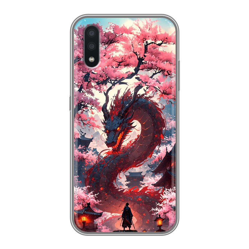 Силиконовый чехол на Samsung Galaxy A01 с принтом Дракон Японский Силиконовый чехол на Samsung Galaxy A01 с принтом Дракон Японский