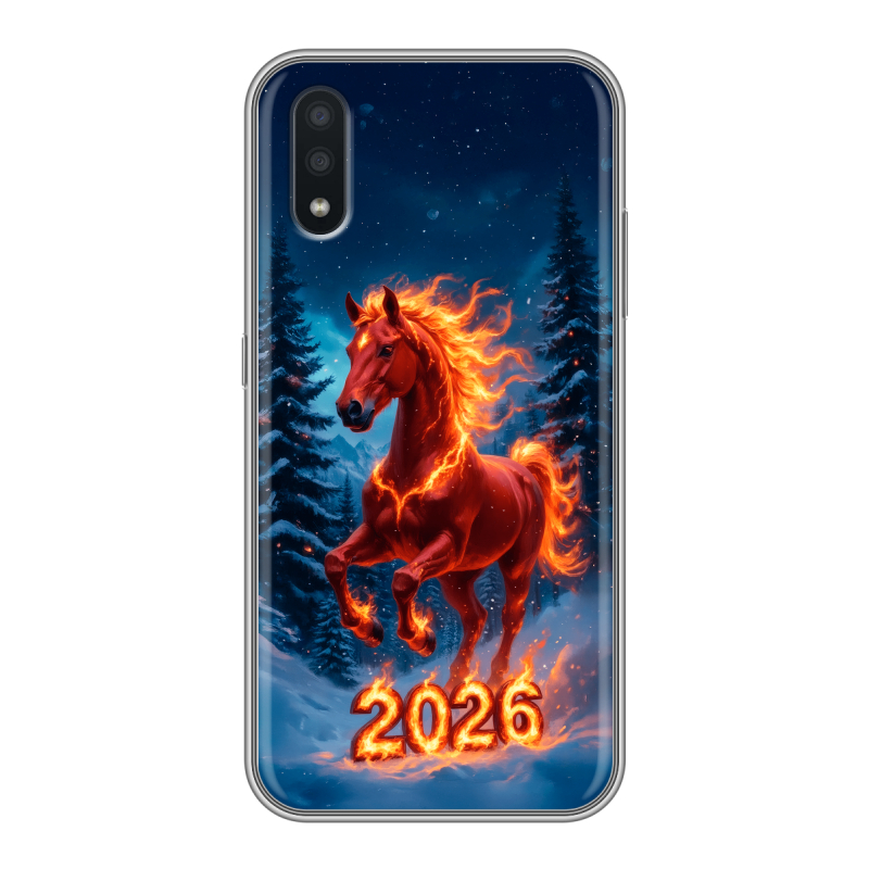 Пластиковый чехол на Samsung Galaxy A01 с принтом Новый год коня Пластиковый чехол на Samsung Galaxy A01 с принтом Новый год коня