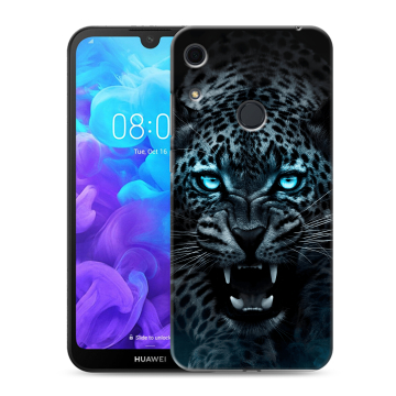 Силиконовый противоударный чехол на Huawei Y6s с принтом Темный леопард Силиконовый противоударный чехол на Huawei Y6s с принтом Темный леопард