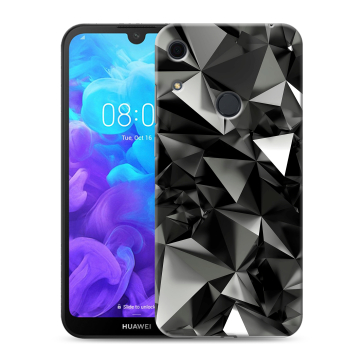 Силиконовый противоударный чехол на Huawei Y6s с принтом Черные кристаллы Силиконовый противоударный чехол на Huawei Y6s с принтом Черные кристаллы