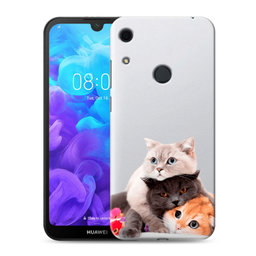 Силиконовый противоударный чехол на Huawei Y6s с принтом Кошки Силиконовый противоударный чехол на Huawei Y6s с принтом Кошки
