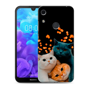 Силиконовый противоударный чехол на Huawei Y6s с принтом Кошки Силиконовый противоударный чехол на Huawei Y6s с принтом Кошки