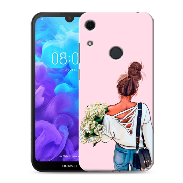 Силиконовый противоударный чехол на Huawei Y6s с принтом Девушка и букет Силиконовый противоударный чехол на Huawei Y6s с принтом Девушка и букет