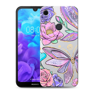 Силиконовый противоударный чехол на Huawei Y6s с принтом Бабочки и цветы