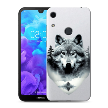 Силиконовый противоударный чехол на Huawei Y6s с принтом Волк в лесу
