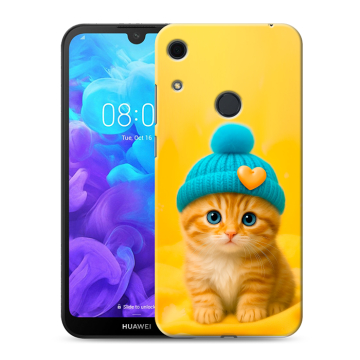 Силиконовый противоударный чехол на Huawei Y6s с принтом Котенок в шапке