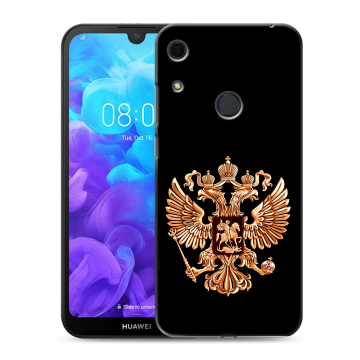 Силиконовый противоударный чехол на Huawei Y6s с принтом Герб России золотой