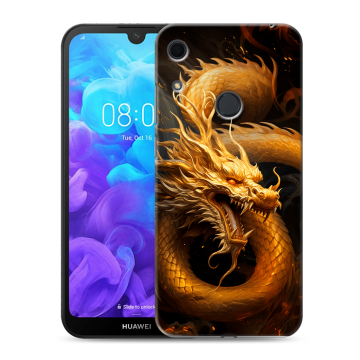 Силиконовый противоударный чехол на Huawei Y6s с принтом Золотой дракон