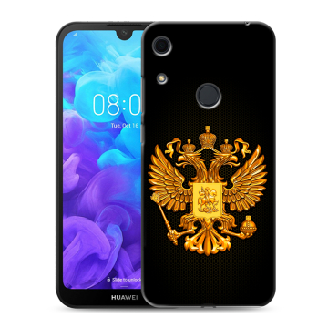 Силиконовый противоударный чехол на Huawei Y6s с принтом Герб России желтый Силиконовый противоударный чехол на Huawei Y6s с принтом Герб России желтый