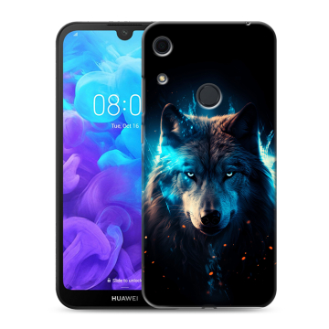 Силиконовый противоударный чехол на Huawei Y6s с принтом Волк ночной