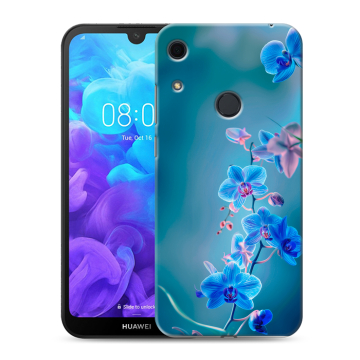 Силиконовый противоударный чехол на Huawei Y6s с принтом Голубые цветы Силиконовый противоударный чехол на Huawei Y6s с принтом Голубые цветы