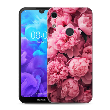 Силиконовый противоударный чехол на Huawei Y6s с принтом цветы пионы