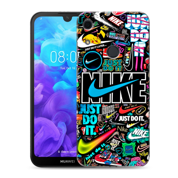 Силиконовый противоударный чехол на Huawei Y6s с принтом найк nike черный
