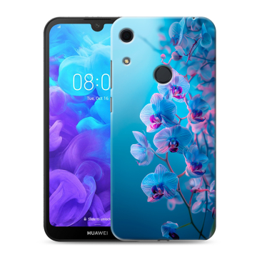 Силиконовый противоударный чехол на Huawei Y6s с принтом голубые орхидеи