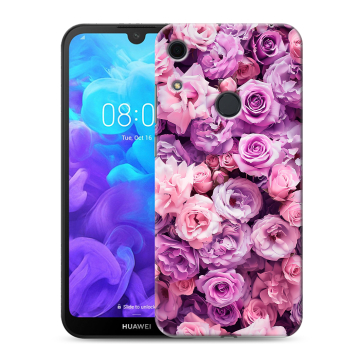 Силиконовый противоударный чехол на Huawei Y6s с принтом лавандовые розы Силиконовый противоударный чехол на Huawei Y6s с принтом лавандовые розы