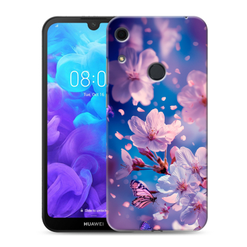 Силиконовый противоударный чехол на Huawei Y6s с принтом цветы бабочки