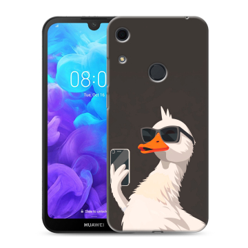 Силиконовый противоударный чехол на Huawei Y6s с принтом утка в очках