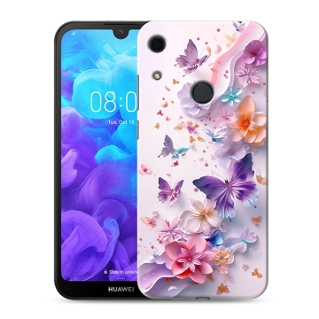Силиконовый противоударный чехол на Huawei Y6s с принтом цветы бабочки