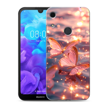 Силиконовый противоударный чехол на Huawei Y6s с принтом бабочки розовые Силиконовый противоударный чехол на Huawei Y6s с принтом бабочки розовые