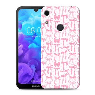 Силиконовый противоударный чехол на Huawei Y6s с принтом Розовые бантики