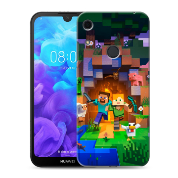 Силиконовый противоударный чехол на Huawei Y6s с принтом Майнкрафт Minecraft