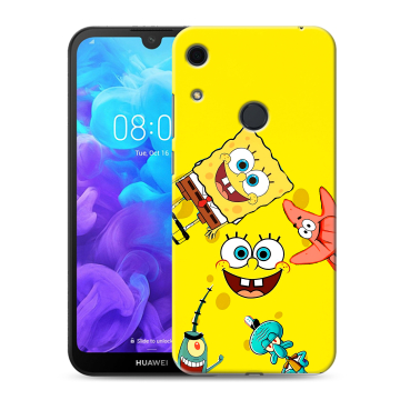 Силиконовый противоударный чехол на Huawei Y6s с принтом Спанч боб Спанчбоб