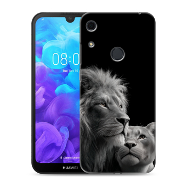 Силиконовый противоударный чехол на Huawei Y6s с принтом Лев кошки Силиконовый противоударный чехол на Huawei Y6s с принтом Лев кошки