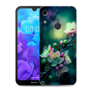 Силиконовый противоударный чехол на Huawei Y6s с принтом Цветы и мрамор
