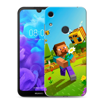 Силиконовый противоударный чехол на Huawei Y6s с принтом Майнкрафт Minecraft