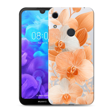 Силиконовый противоударный чехол на Huawei Y6s с принтом Бежевые цветы Силиконовый противоударный чехол на Huawei Y6s с принтом Бежевые цветы
