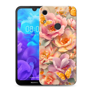 Силиконовый противоударный чехол на Huawei Y6s с принтом Цветы и бабочки Силиконовый противоударный чехол на Huawei Y6s с принтом Цветы и бабочки