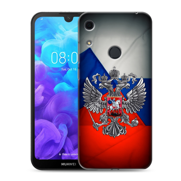 Силиконовый противоударный чехол на Huawei Y6s с принтом Флаг России Силиконовый противоударный чехол на Huawei Y6s с принтом Флаг России