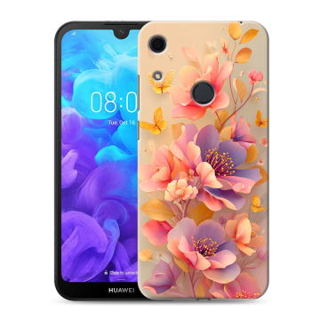Силиконовый противоударный чехол на Huawei Y6s с принтом Цветы и бабочки Силиконовый противоударный чехол на Huawei Y6s с принтом Цветы и бабочки