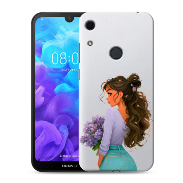 Силиконовый противоударный чехол на Huawei Y6s с принтом девушка цветы Силиконовый противоударный чехол на Huawei Y6s с принтом девушка цветы