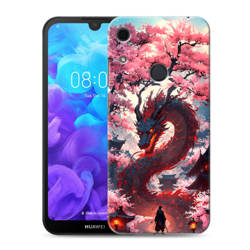 Силиконовый противоударный чехол на Huawei Y6s с принтом Дракон Японский Силиконовый противоударный чехол на Huawei Y6s с принтом Дракон Японский