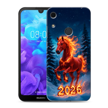 Силиконовый противоударный чехол на Huawei Y6s с принтом Новый год коня Силиконовый противоударный чехол на Huawei Y6s с принтом Новый год коня